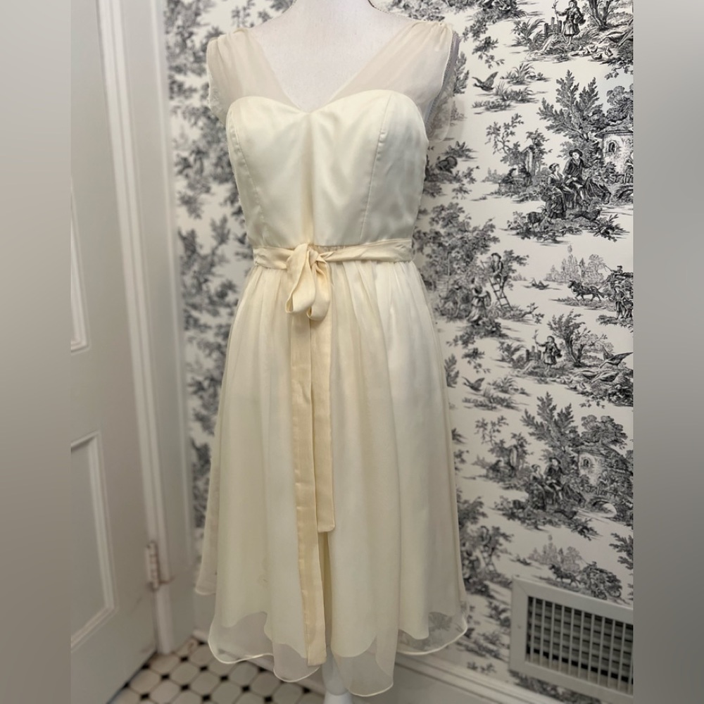 Quillaree womens white ivory cream sleeveless prom bridal party dress Sz 0